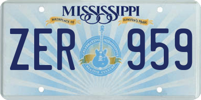 MS license plate ZER959