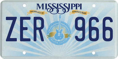 MS license plate ZER966