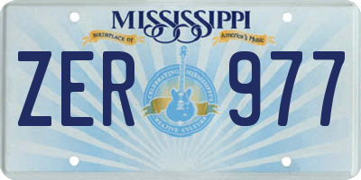 MS license plate ZER977
