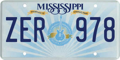 MS license plate ZER978