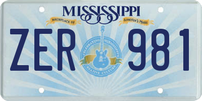 MS license plate ZER981