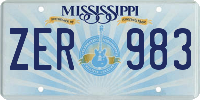 MS license plate ZER983