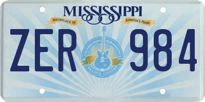MS license plate ZER984