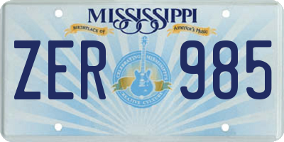 MS license plate ZER985