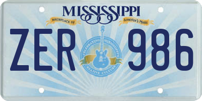 MS license plate ZER986