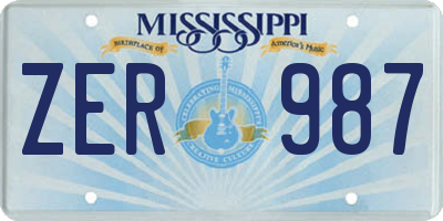 MS license plate ZER987