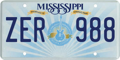 MS license plate ZER988