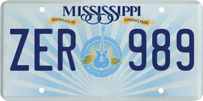 MS license plate ZER989
