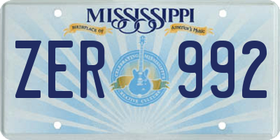 MS license plate ZER992