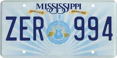 MS license plate ZER994