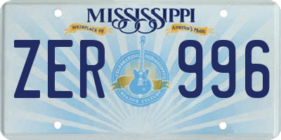 MS license plate ZER996