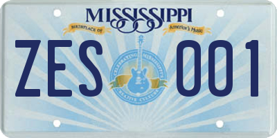 MS license plate ZES001