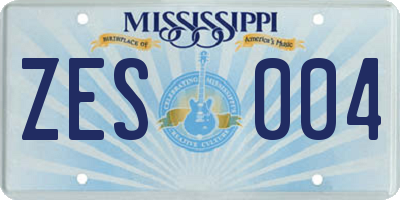 MS license plate ZES004