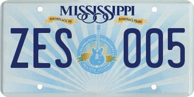 MS license plate ZES005