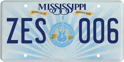 MS license plate ZES006