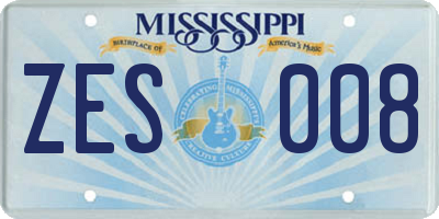 MS license plate ZES008