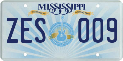 MS license plate ZES009