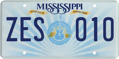 MS license plate ZES010