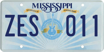MS license plate ZES011
