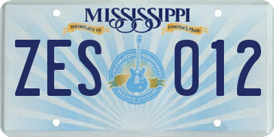 MS license plate ZES012