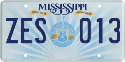 MS license plate ZES013