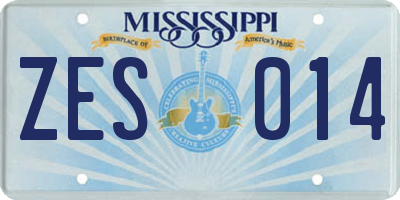 MS license plate ZES014