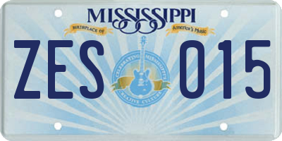MS license plate ZES015