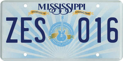 MS license plate ZES016