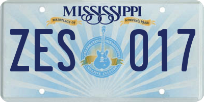 MS license plate ZES017