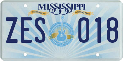 MS license plate ZES018