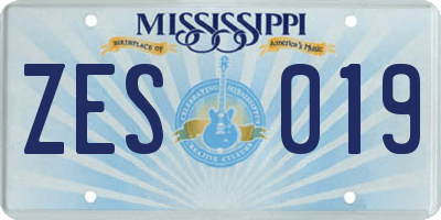 MS license plate ZES019