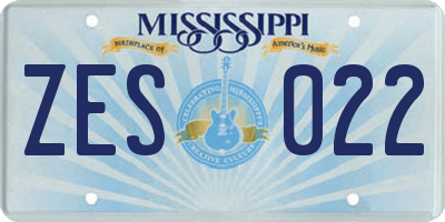 MS license plate ZES022