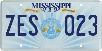 MS license plate ZES023
