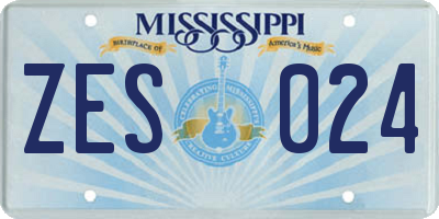 MS license plate ZES024