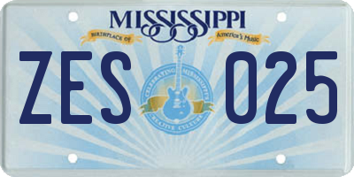 MS license plate ZES025