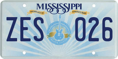 MS license plate ZES026
