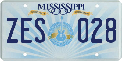 MS license plate ZES028