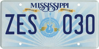 MS license plate ZES030