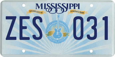 MS license plate ZES031