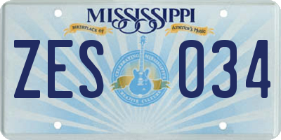MS license plate ZES034
