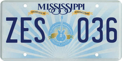 MS license plate ZES036