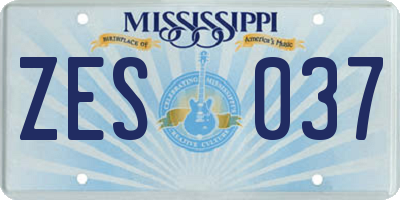 MS license plate ZES037