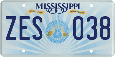 MS license plate ZES038