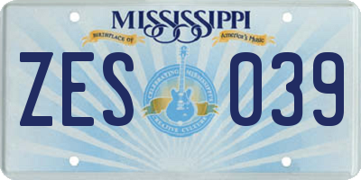 MS license plate ZES039