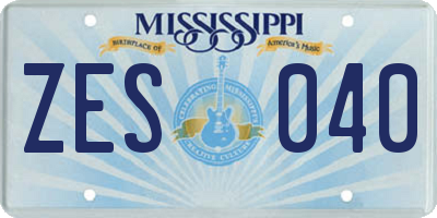 MS license plate ZES040