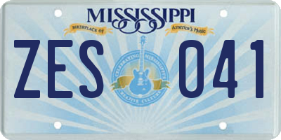 MS license plate ZES041