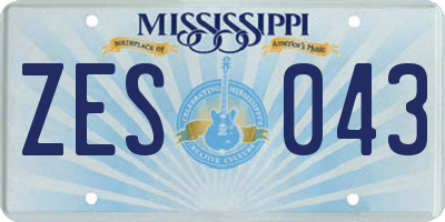 MS license plate ZES043