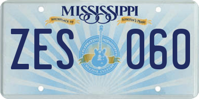 MS license plate ZES060
