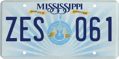 MS license plate ZES061