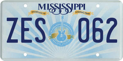 MS license plate ZES062